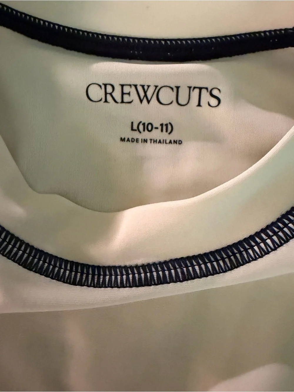 J. Crew Crewcuts Cream Long-Sleeve Rash Guard with Navy Contrast Stitch